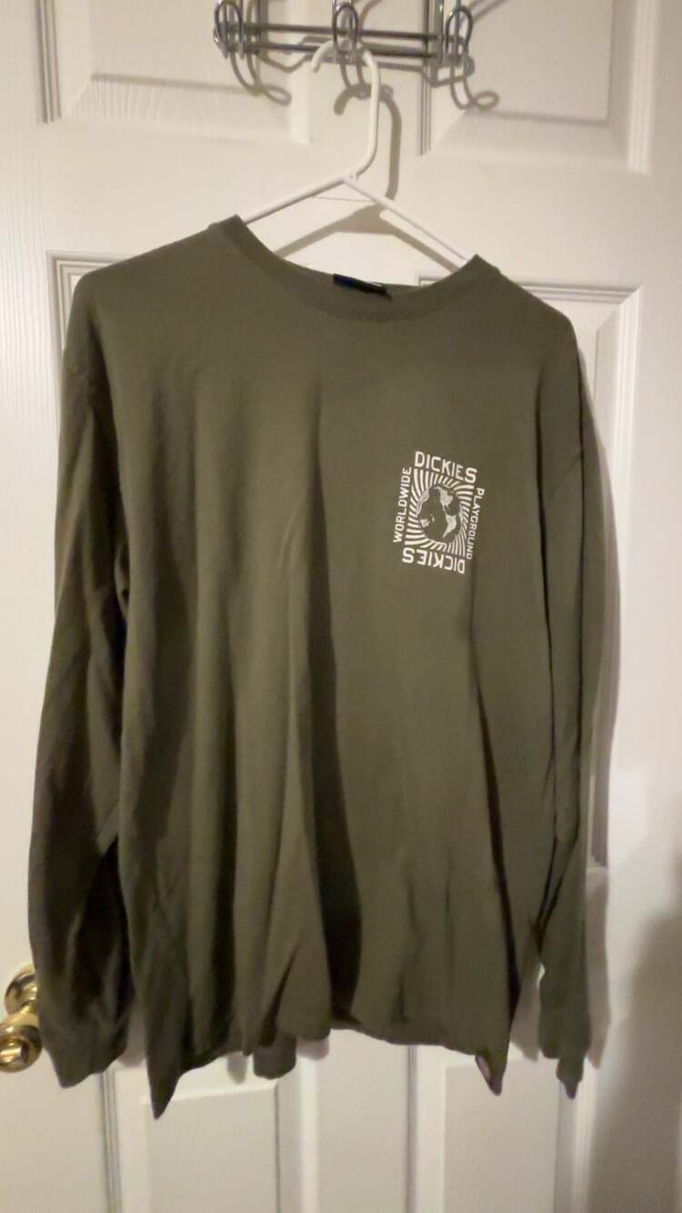Dickies Marburry Worldwide Playground Olive Green Graphic Long Sleeve Tee